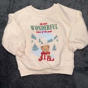 Cat & Jack Cream Sweatshirt with Bear and Holiday Design